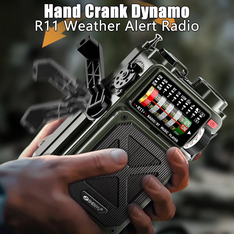 Emergency Radio Solar - 手動緊急ソーラー Bluetooth アウトドアキャンプ警報ラジオマルチバンド地震防止ソーラーラジオ懐中電灯付き