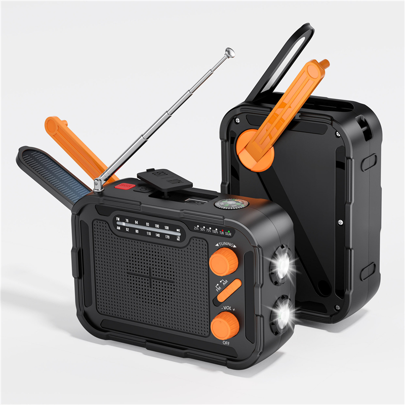 Emergency Radio Solar - LED懐中電灯,パワーバンク,USB充電,ハンドクランク,ラジオ,fm,am,wb,naa,天気予報を備えた緊急ソーラーバンク,5000mah