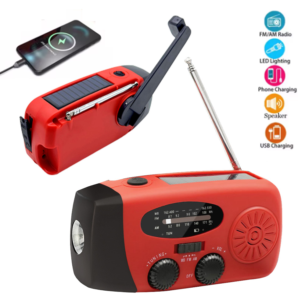 Emergency Radio Solar - 緊急ラジオ 手回しソーラー USB (FM/AM) WB 天気ラジオ