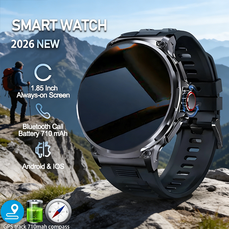 Outdoor Adventure Hours - ホットメンズスマートウォッチ710mAhアウトドアアドベンチャースポーツウォッチマルチスポーツフィットネストラッキングクロックホリデーギフトBTコールスマートウォッチメンズ