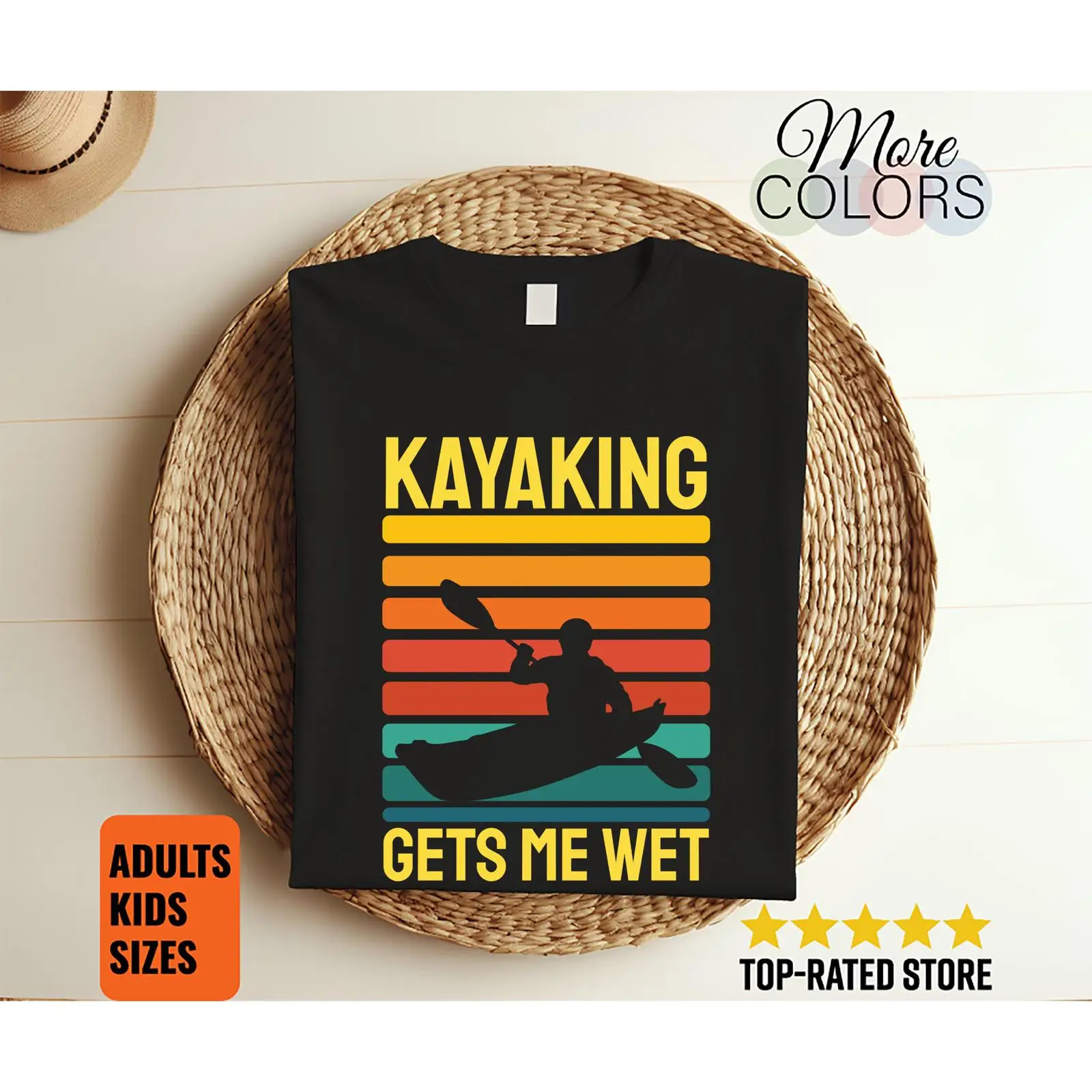 Outdoor Adventure Kayak - ヴィンテージカヤックで濡れちゃった 面白いTシャツ カヤック パドリング リバーカヌー アウトドアアドベンチャー