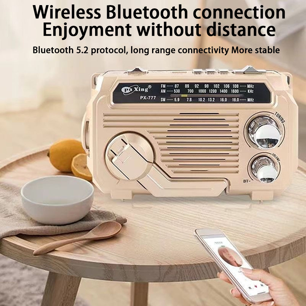 Emergency Radio Solar - FM AM SW ラジオソーラー充電緊急ラジオ受信機ハンドクランク Bluetooth 5.2
