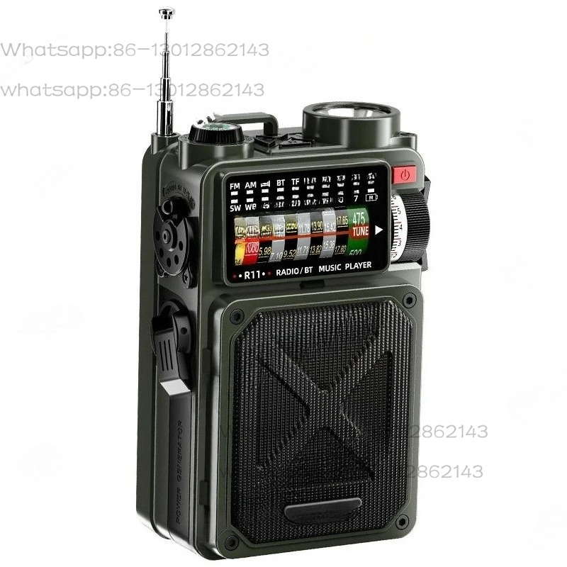 Emergency Radio Solar - 手回しラジオ 緊急用ソーラー Bluetooth アウトドア キャンプ アラーム