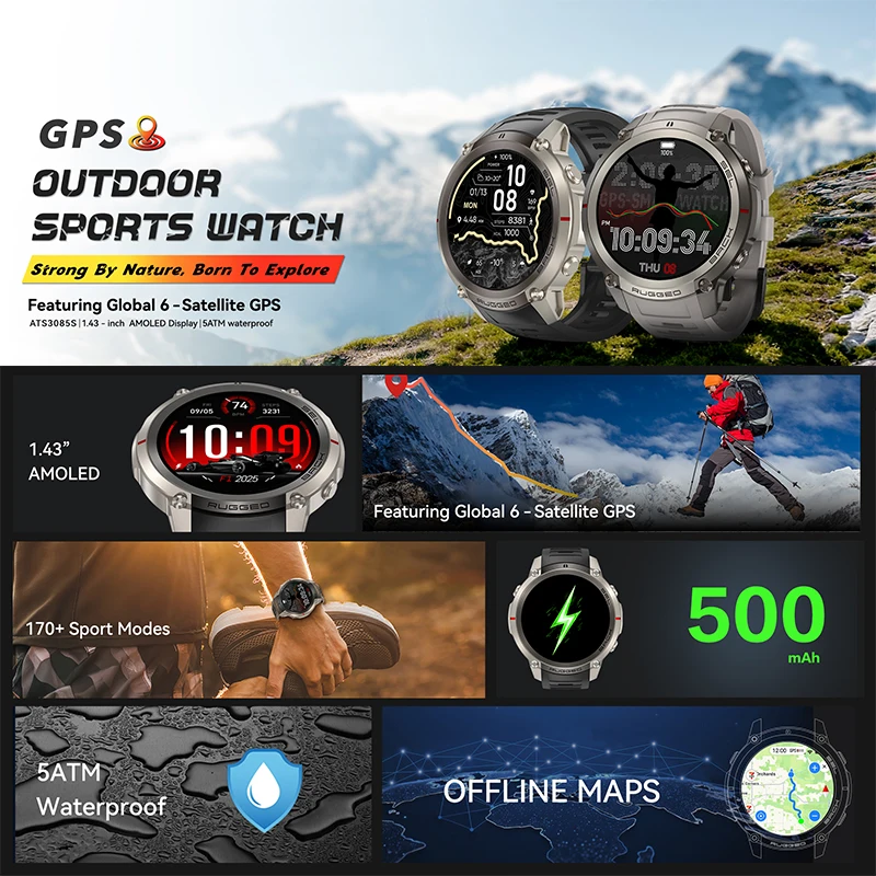 スポーツスマートウォッチ GPS オフラインマップ コンパス - Outdoor Adventure Hours のレビューと価格