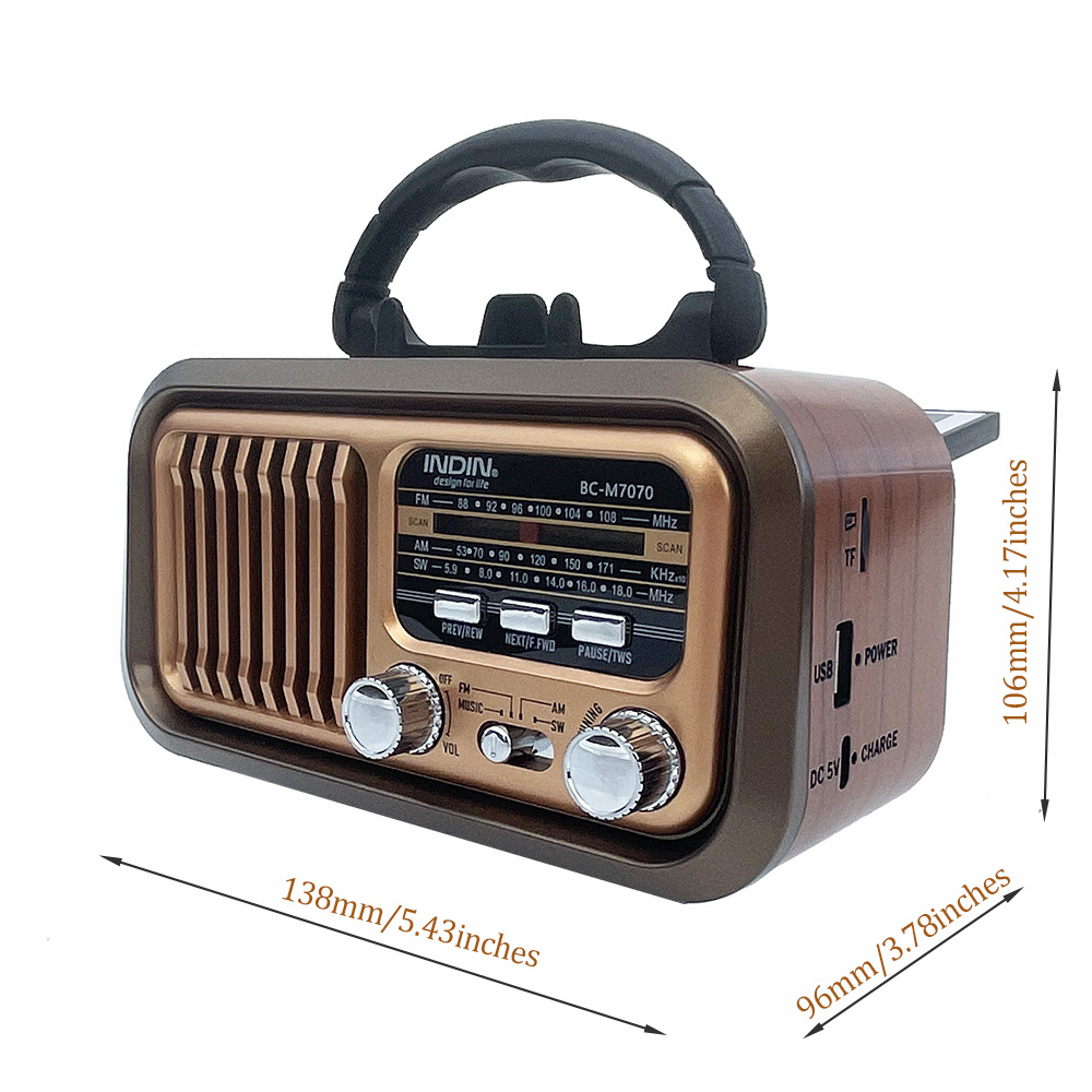 ポータブルAM FM SWビンテージラジオ、電話スタンド付き - Emergency Radio Solar のレビューと価格