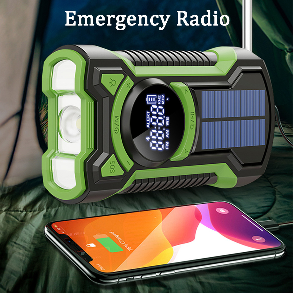 ソーラー手回し式緊急ラジオ 天気FMラジオ 電話充電器 50 - Emergency Radio Solar のレビューと価格