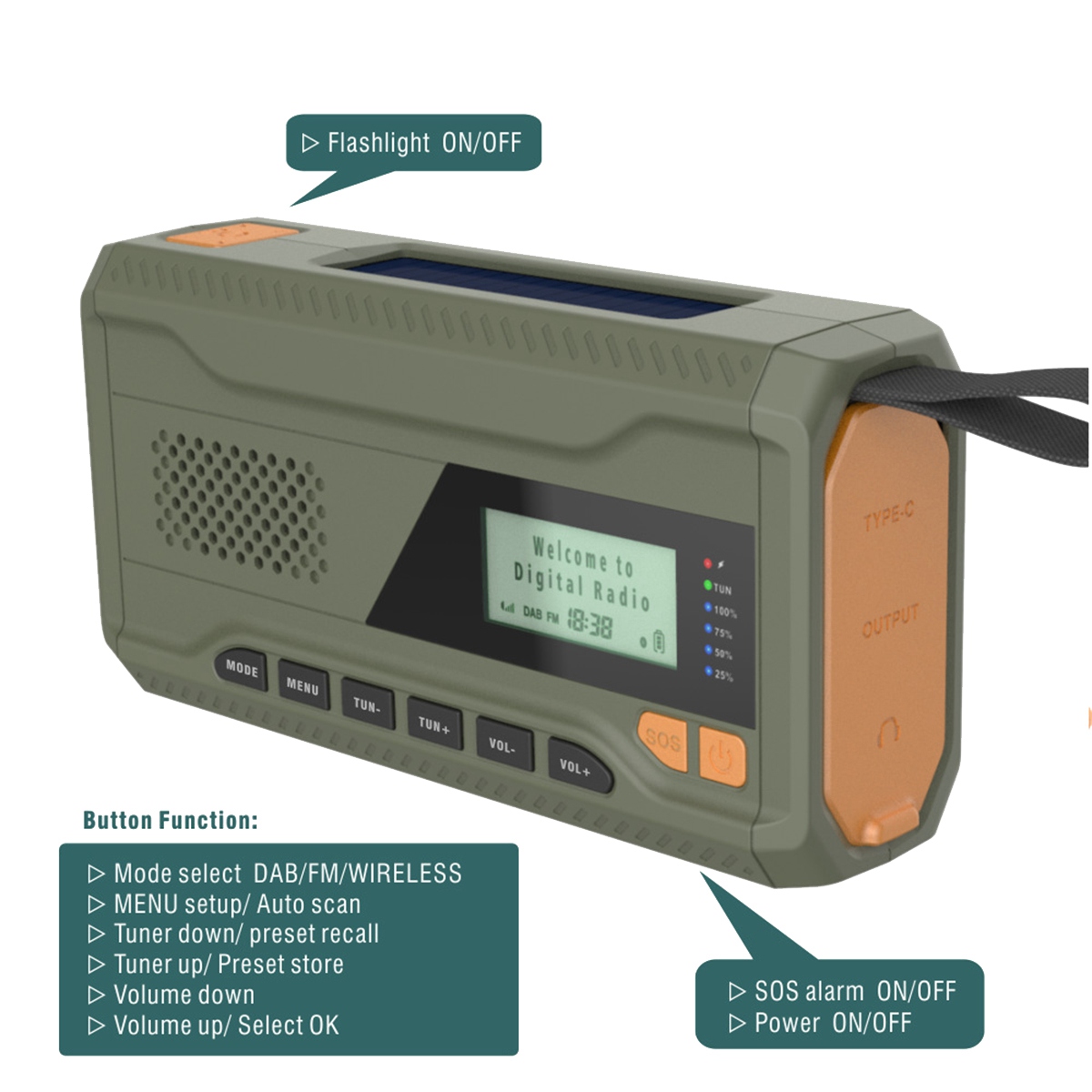 B48A DAB/FM Bluetooth ラジオ屋外緊急ラ - Emergency Radio Solar のレビューと価格