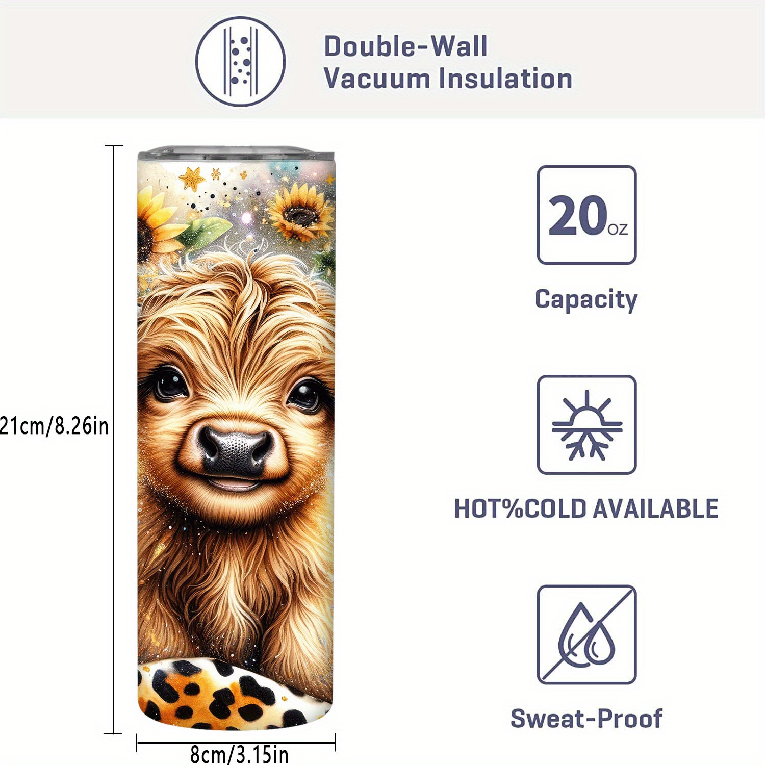 20オンス サンフラワーカウ 断熱トラベルタンブラー - ス - Outdoor Adventure Hours のレビューと価格