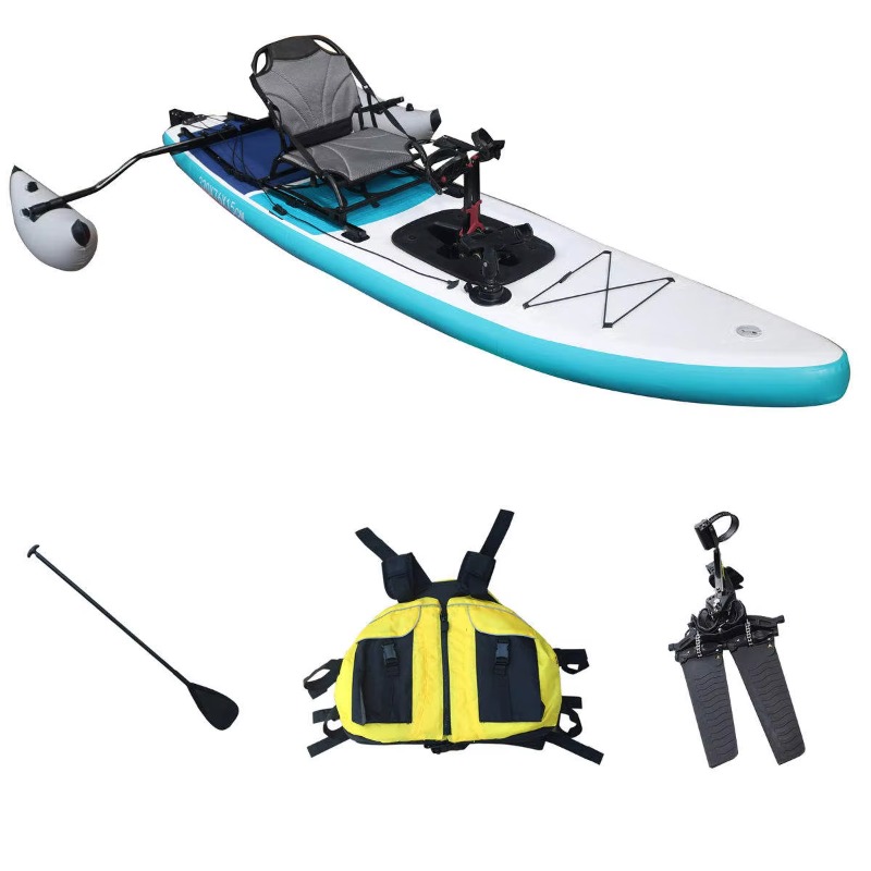 14フィート2人乗りインフレータブルペダル式フィッシングカヤ - Outdoor Adventure Kayak のレビューと価格