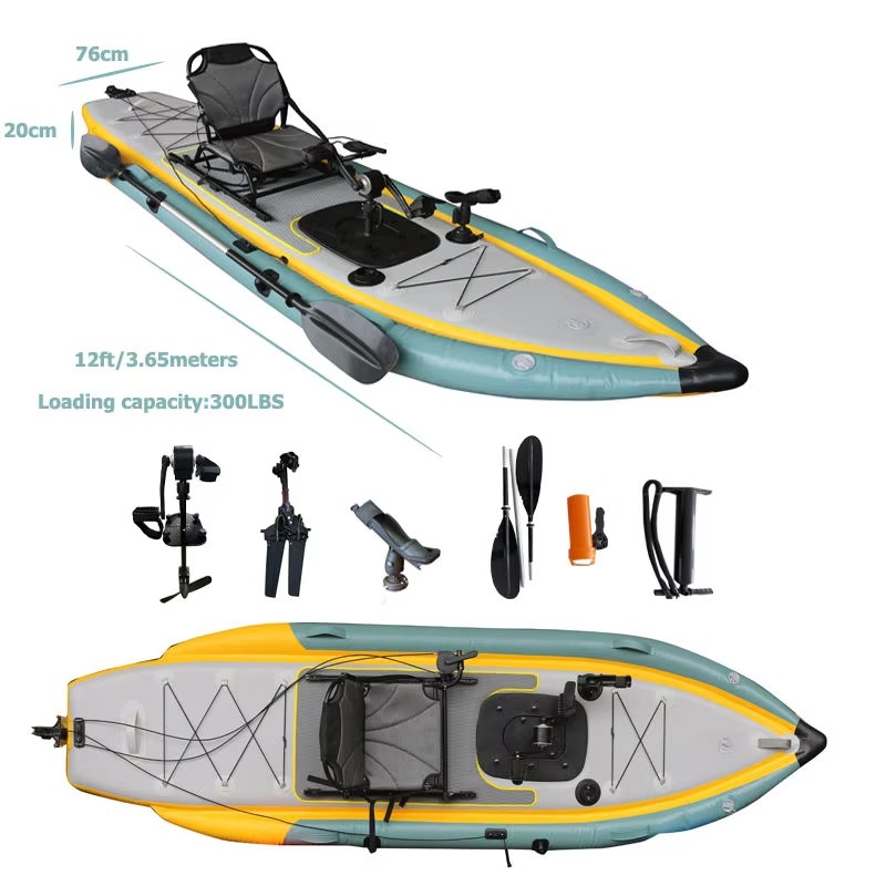 14フィート2人乗りインフレータブルペダル式フィッシングカヤ - Outdoor Adventure Kayak のレビューと価格