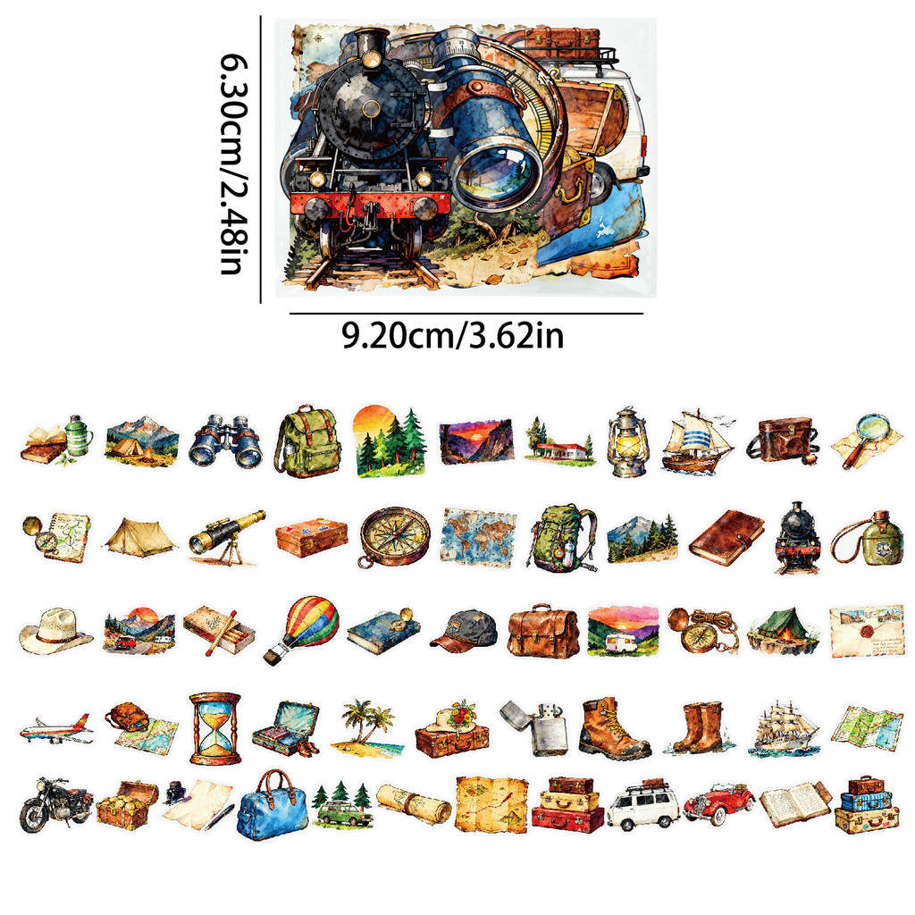 56 個旅行アウトドア PET ステッカー透明水彩スタイルデ - Outdoor Adventure Stores のレビューと価格